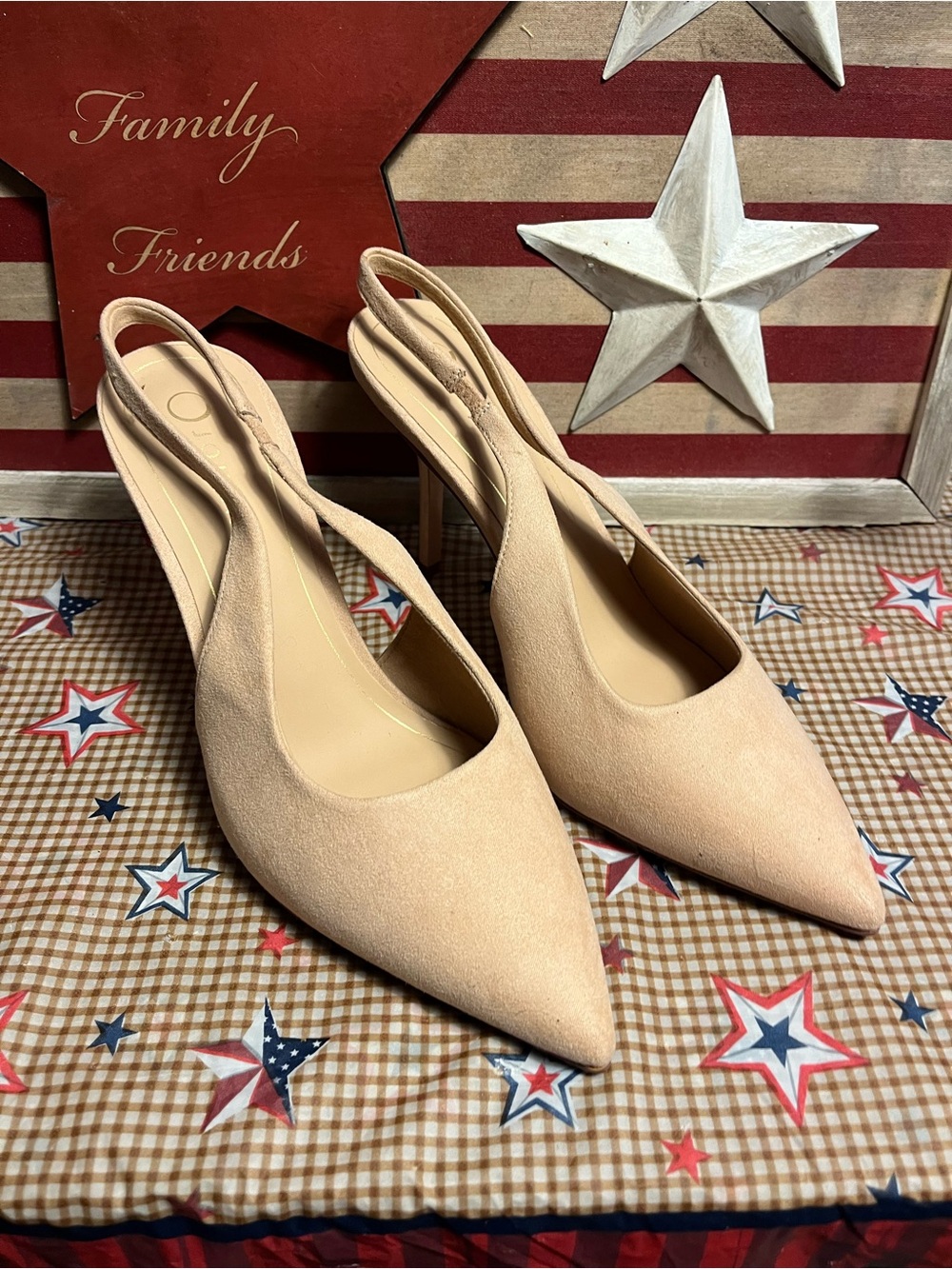 Women's Journee Nude Slingback Pointed-Toe Heels